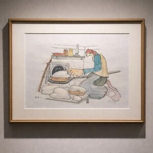 African American Art- topic:circa 1876 water color. In original white frame.